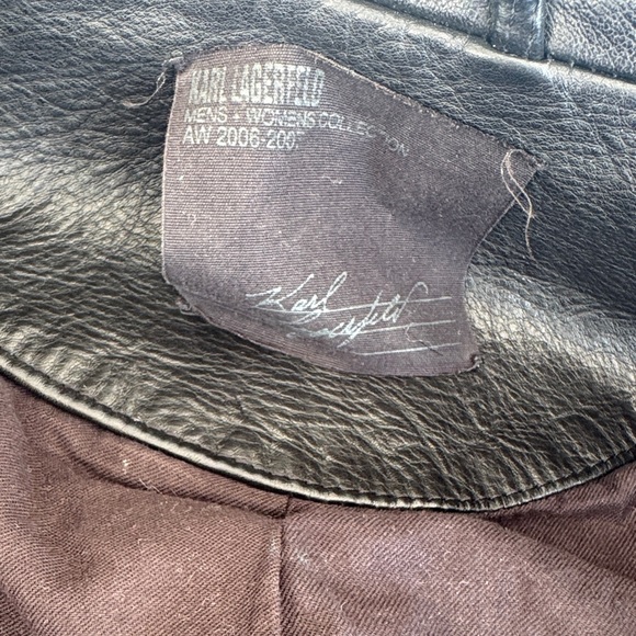Karl largerfeld Men's Black Leather Jacket M - Picture 6 of 9